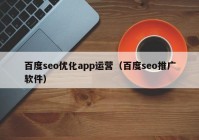 百度seo优化app运营（百度seo推广软件）