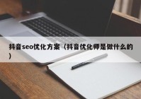 抖音seo优化方案（抖音优化师是做什么的）