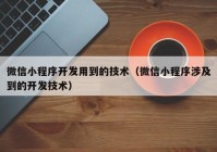 微信小程序开发用到的技术（微信小程序涉及到的开发技术）