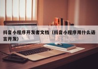 抖音小程序开发者文档（抖音小程序用什么语言开发）