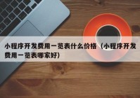 小程序开发费用一览表什么价格（小程序开发费用一览表哪家好）