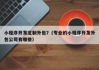 小程序开发定制外包7（专业的小程序开发外包公司有哪些）